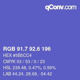 カラーコード: RGB 91.7 92.6 196 | qconv.com