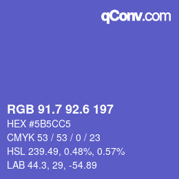 カラーコード: RGB 91.7 92.6 197 | qconv.com