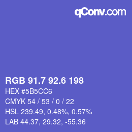 カラーコード: RGB 91.7 92.6 198 | qconv.com