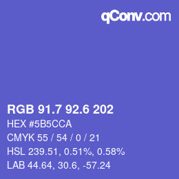 カラーコード: RGB 91.7 92.6 202 | qconv.com