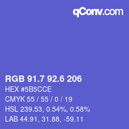 カラーコード: RGB 91.7 92.6 206 | qconv.com