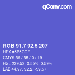 カラーコード: RGB 91.7 92.6 207 | qconv.com