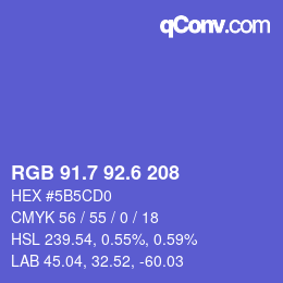 カラーコード: RGB 91.7 92.6 208 | qconv.com