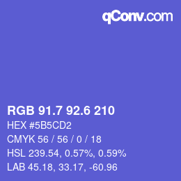 カラーコード: RGB 91.7 92.6 210 | qconv.com