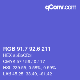 カラーコード: RGB 91.7 92.6 211 | qconv.com