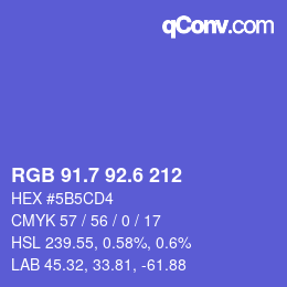 カラーコード: RGB 91.7 92.6 212 | qconv.com