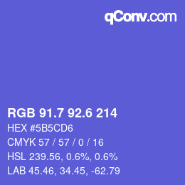カラーコード: RGB 91.7 92.6 214 | qconv.com