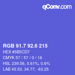 カラーコード: RGB 91.7 92.6 215 | qconv.com