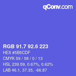 カラーコード: RGB 91.7 92.6 223 | qconv.com