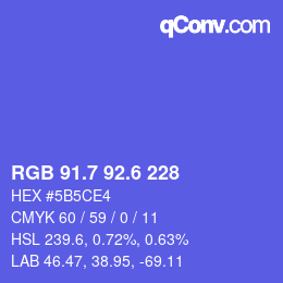 カラーコード: RGB 91.7 92.6 228 | qconv.com