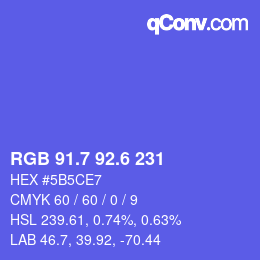 カラーコード: RGB 91.7 92.6 231 | qconv.com