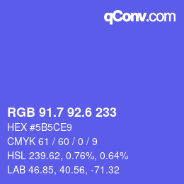 カラーコード: RGB 91.7 92.6 233 | qconv.com