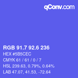 カラーコード: RGB 91.7 92.6 236 | qconv.com