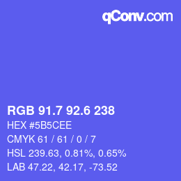 カラーコード: RGB 91.7 92.6 238 | qconv.com