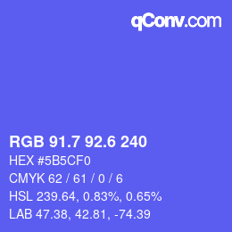 カラーコード: RGB 91.7 92.6 240 | qconv.com