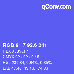 カラーコード: RGB 91.7 92.6 241 | qconv.com