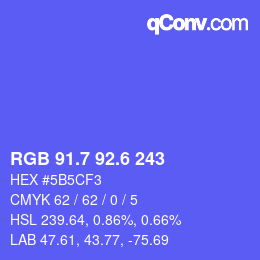 カラーコード: RGB 91.7 92.6 243 | qconv.com