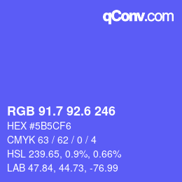 カラーコード: RGB 91.7 92.6 246 | qconv.com