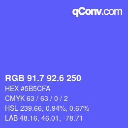 カラーコード: RGB 91.7 92.6 250 | qconv.com