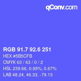 カラーコード: RGB 91.7 92.6 251 | qconv.com