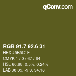カラーコード: RGB 91.7 92.6 31 | qconv.com