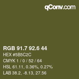 カラーコード: RGB 91.7 92.6 44 | qconv.com