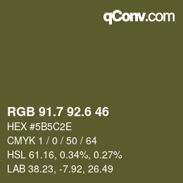 カラーコード: RGB 91.7 92.6 46 | qconv.com