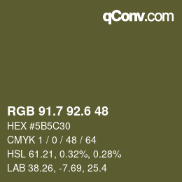 カラーコード: RGB 91.7 92.6 48 | qconv.com