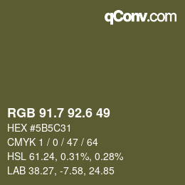 カラーコード: RGB 91.7 92.6 49 | qconv.com