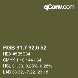 カラーコード: RGB 91.7 92.6 52 | qconv.com