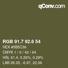 カラーコード: RGB 91.7 92.6 54 | qconv.com