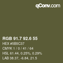 カラーコード: RGB 91.7 92.6 55 | qconv.com