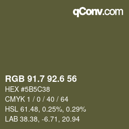 カラーコード: RGB 91.7 92.6 56 | qconv.com