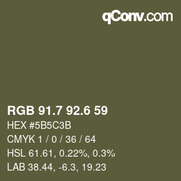 カラーコード: RGB 91.7 92.6 59 | qconv.com