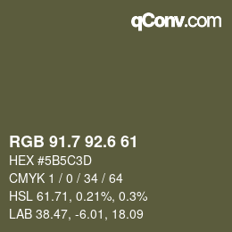 カラーコード: RGB 91.7 92.6 61 | qconv.com