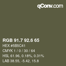 カラーコード: RGB 91.7 92.6 65 | qconv.com