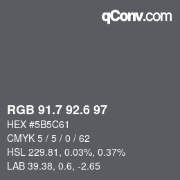 カラーコード: RGB 91.7 92.6 97 | qconv.com