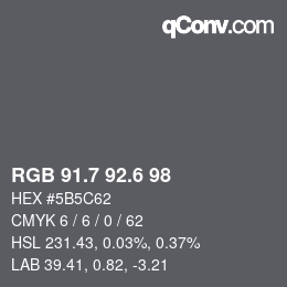 カラーコード: RGB 91.7 92.6 98 | qconv.com