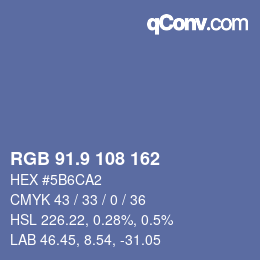 カラーコード: RGB 91.9 108 162 | qconv.com