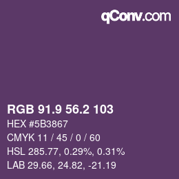 Color code: RGB 91.9 56.2 103 | qconv.com