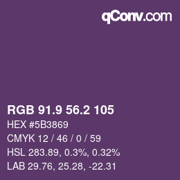 カラーコード: RGB 91.9 56.2 105 | qconv.com
