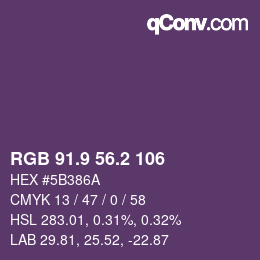 カラーコード: RGB 91.9 56.2 106 | qconv.com