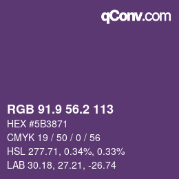 Color code: RGB 91.9 56.2 113 | qconv.com