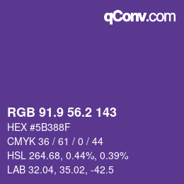 カラーコード: RGB 91.9 56.2 143 | qconv.com
