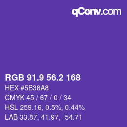 カラーコード: RGB 91.9 56.2 168 | qconv.com
