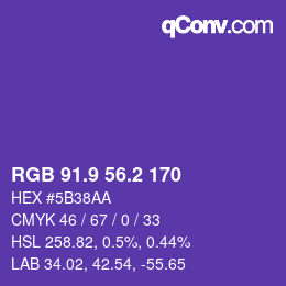 カラーコード: RGB 91.9 56.2 170 | qconv.com