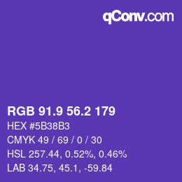 カラーコード: RGB 91.9 56.2 179 | qconv.com