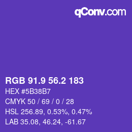 カラーコード: RGB 91.9 56.2 183 | qconv.com