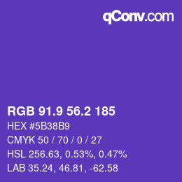 カラーコード: RGB 91.9 56.2 185 | qconv.com