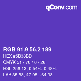 カラーコード: RGB 91.9 56.2 189 | qconv.com